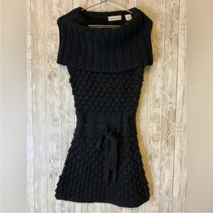 Anthropologie Sleeping On Snow black knit cowl neck sleeveless chunky sweater